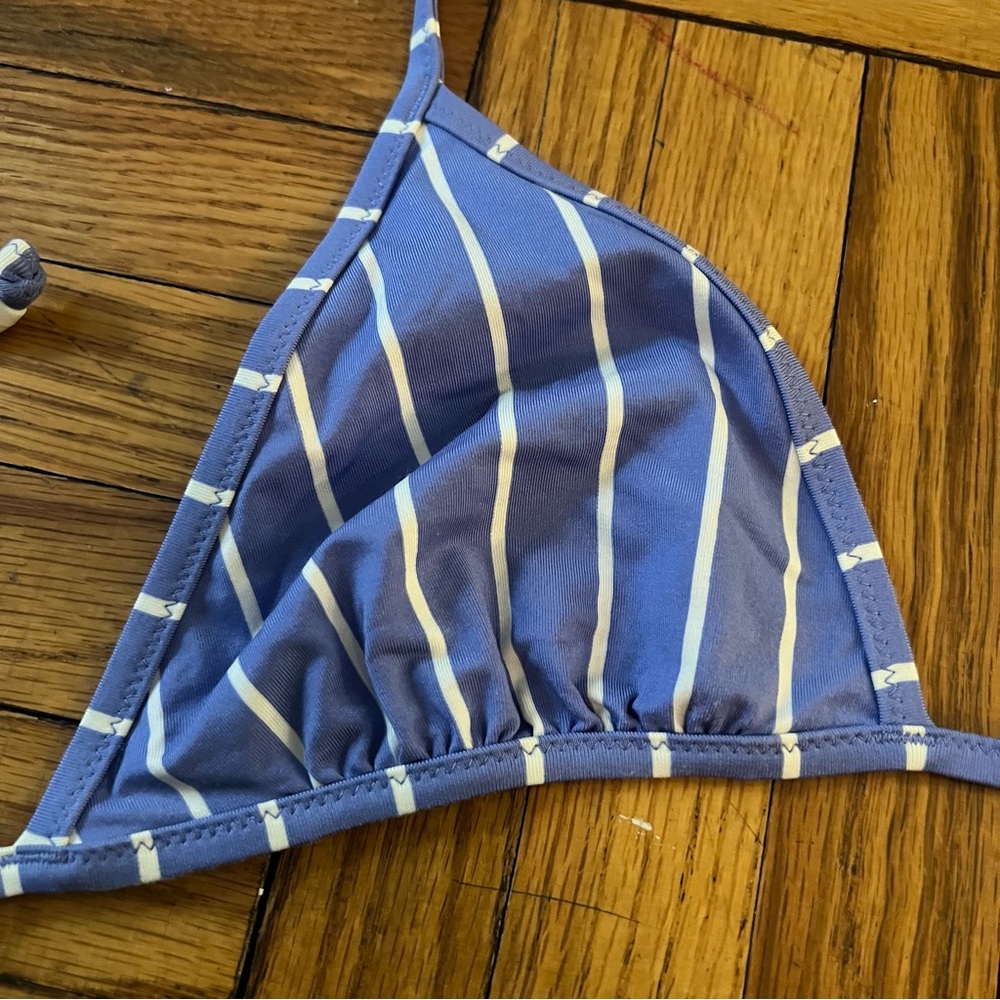 J.Crew Bikini Set -  Light Blue and White Striped String - Top M Bottom L - Picture 3 of 13